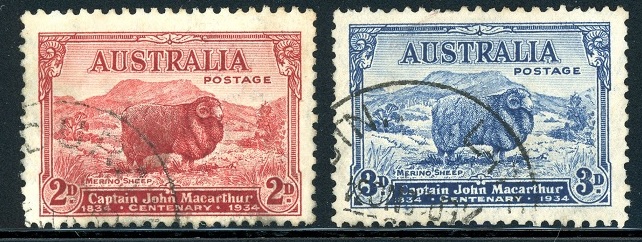 1934 Commemorative Stamp - Centenary of the introduction of Merino sheep by Capt MacArthur.